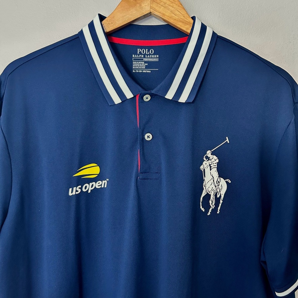Polo Ralph Lauren Polo Men XL Blue US Open Big Pony Performance Short Sleeve